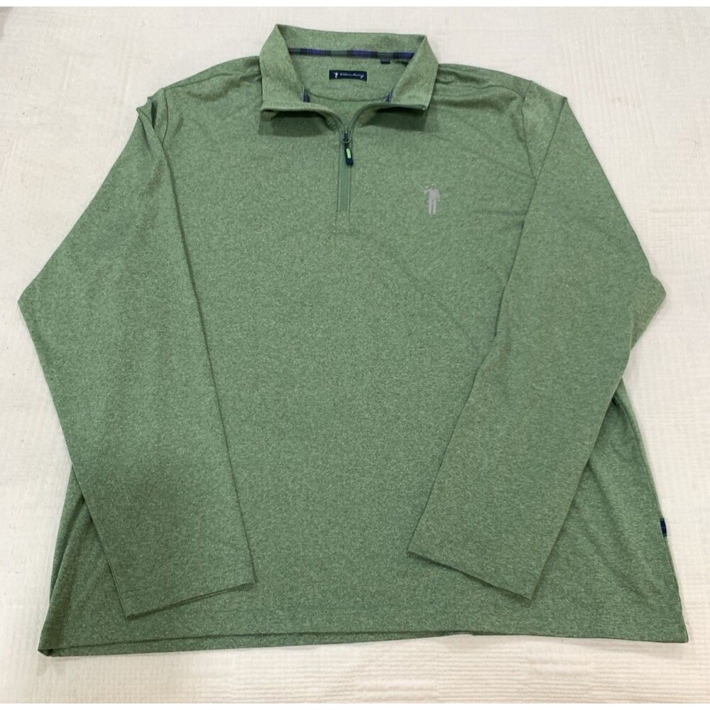 William Murray Mens XXL Green Heathered Quarter Zip Golf Pullover Long Sleeve